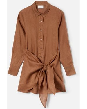 MC2 Saint Barth Short Ravi Dress Linen - Brown