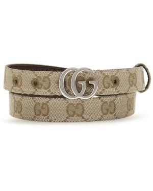 Gucci Slim Gg Marmont Belt Fabric E Braces - White