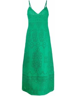 Valentino Heavy Lace Long Dress - Green