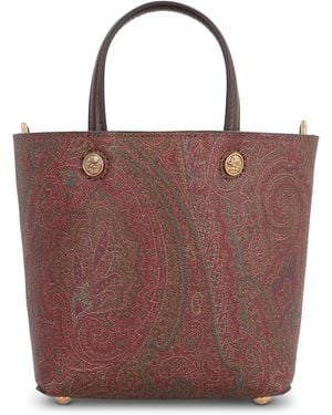 Etro Mini Tote Bag Essential Jacquard Cotton - Red