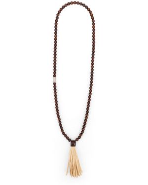 DSquared² Summer Lovers Necklace With Wood Beads And Rafia Tassel - White