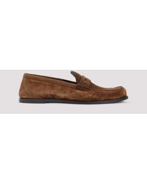 Saint Laurent Suede Leather Loafers - Brown
