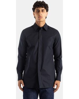 Jil Sander Heavy Organic Cotton Shirt With Concealed Button Placket And Classic Collar - Blue