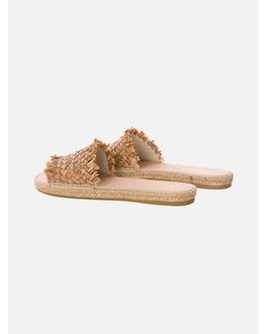 MC2 Saint Barth Natural Luz Straw Espadrilla Slides Shoe - White