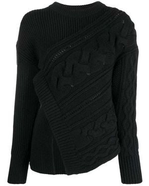 McQueen Asymmetric Knitted Wool Jumper - Black