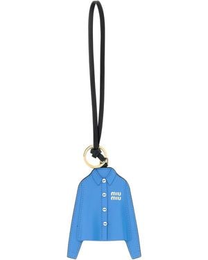 Miu Miu Cerulean Leather Keyring - Blue