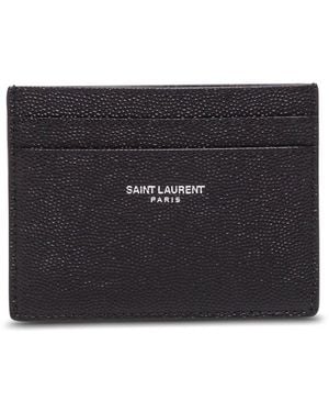 Saint Laurent Card Holder Leather Calfskin Accessory - Black