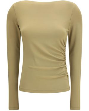 Max Mara Long-Sleeve Ruched Top - Green