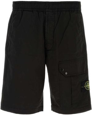 Stone Island Stretch Cotton Bermuda Shorts - Black