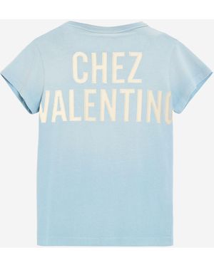 Valentino Cotton T-Shirt With Print T-Shirts & Jerseys - Blue