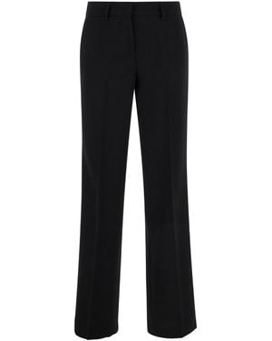 Le Plain Straight Pants With Belt Loops - Black