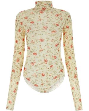 Prada Printed Nylon Bodysuit - Natural
