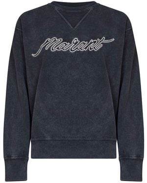 Isabel Marant Faded Fleece Cotton Rise Sweatshirt - Blue