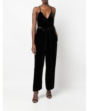 Gold Hawk Velvet Sleeveless Jumpsuit - Black