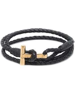 Tom Ford Leather Bracelet Calf Bracelets - Black