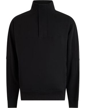 BOSS Zip-Up Cotton Sweatshirt With High Collar - Black