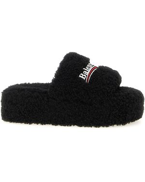 Balenciaga Furry Platform Slide - Black