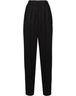 The Mannei Silk Sequin Straight Trousers - Black