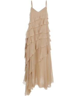 Antonelli Long Dress Marilyn Silk Chiffon For - Natural