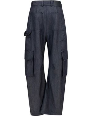 Balenciaga Cargo Pants Denim Print - Blue