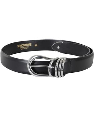 Semicouture Cintura Usoa Pelle - Black