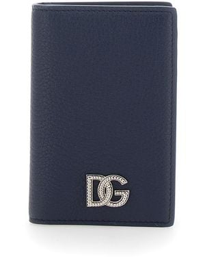 Dolce & Gabbana Grained Logo Trochon Dg Leather Products - Blue