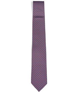 Ferragamo Dark Gancini Silk Twill Cerchio Tie - Purple
