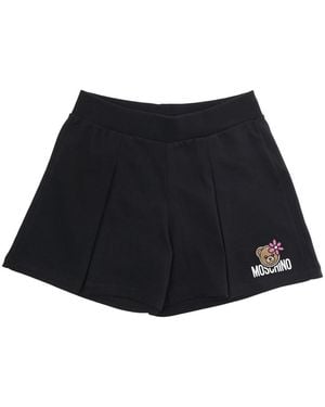 Moschino Kids Logo Print Shorts Cotton - Black