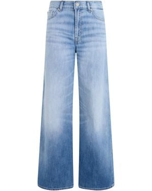 7 For All Mankind Wide-Leg Denim Trousers Light Cotton Jeans - Blue