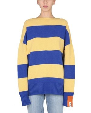 RIGHT FOR Striped Shirt Sweaters - Blue