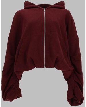 Dries Van Noten Zip-Up Cotton Sweatshirt Sweatshirts - Red