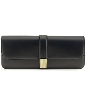 KHAITE Calf Leather Bos Taurus Clutch Bag - Black