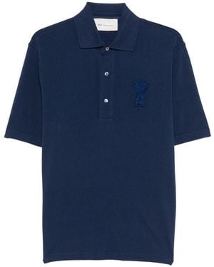 Ami Paris Ami De Couer Cotton Polo Shirt - Blue