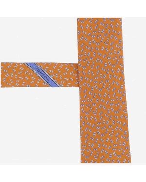 Ferragamo Silk Tie With Pattern, Ties & Bow - Brown