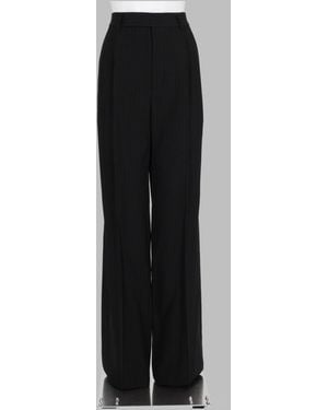Saint Laurent Pinstripe Crepe Trousers Wool Blend - Black
