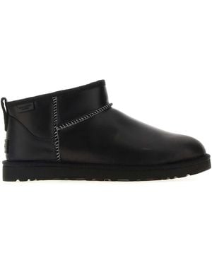 UGG Leather Classic Ultra Mini Ankle Boots - Black