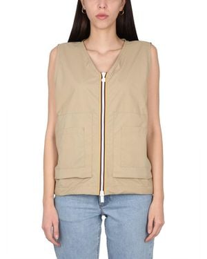 K-Way V-Neck Vest With Zipper Closure Nylon Waistcoats & Gilets - Blue