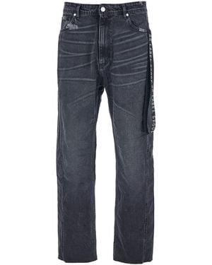 44 Label Group Jeans With Logo Patch On The Rear And Side Strap With Logo - Blue