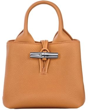Longchamp Le Roseau Handbag With Toggle Closure - Brown