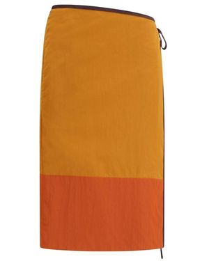 Saint Laurent Orange Nylon Midi Skirt