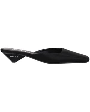 Prada Satin Flat Sandals - Black