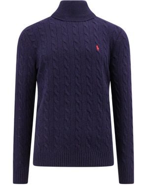 Ralph Lauren Cable Wool-Cashmere Roll Neck Jumper - Blue