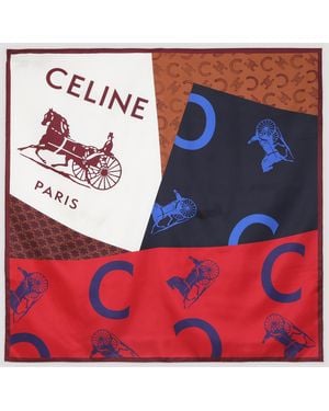 Celine 90X90 Scarf Silk - Red