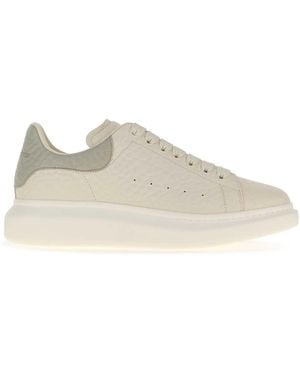 McQueen Ivory Leather Sneakers With Leather Heel - Multicolor