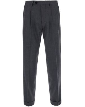 Michael Coal Double Pleated Tech Fabric Pants Wool - Blue