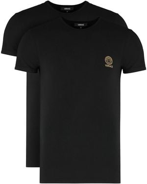 Versace Set Of Two T-Shirts Cotton - Black
