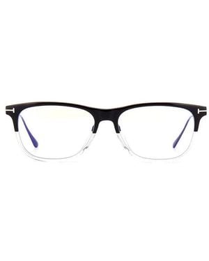 Tom Ford Eyeglasses Rectangle Full Rim, -Crystal Frame And Clear Demo Lenses Lens Ft5589-B003 - Brown