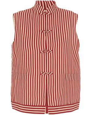 HUI Shirt Lorenzo With Vertical Stripes Silk And Viscose For Blouses - Red