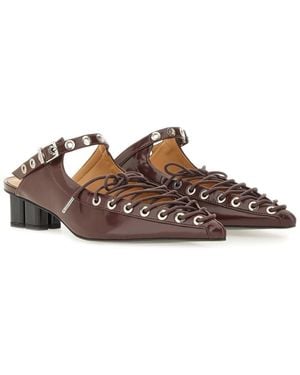 Ganni Mule Lace-Up - Brown