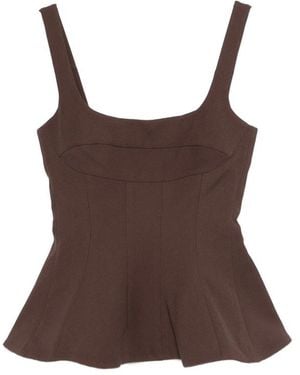 Stine Goya Square Neck Flared Hem Top - Brown